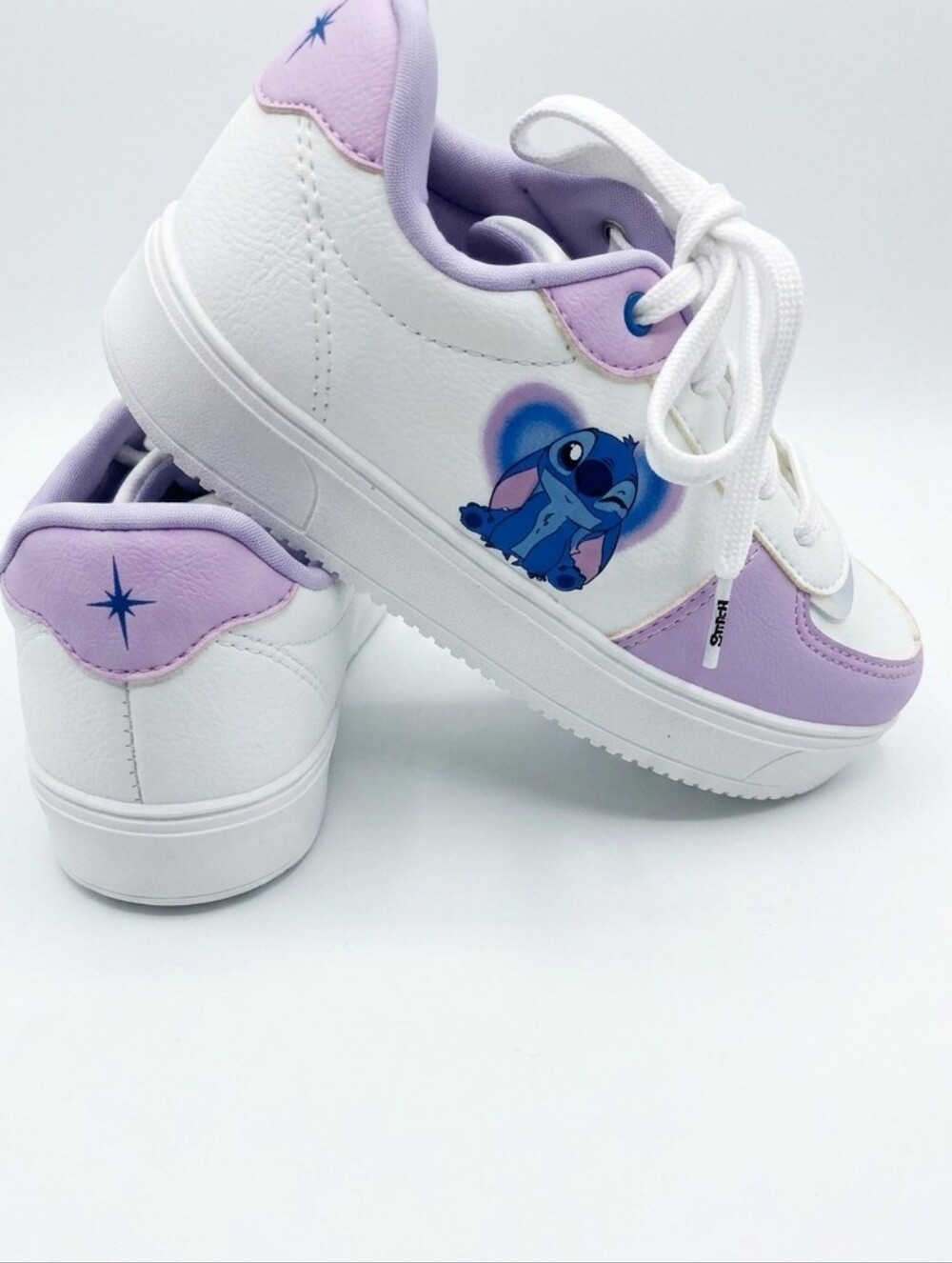 Disney Lilo & Stitch Girls White & Lavender Platform Sneakers Size 13 US.